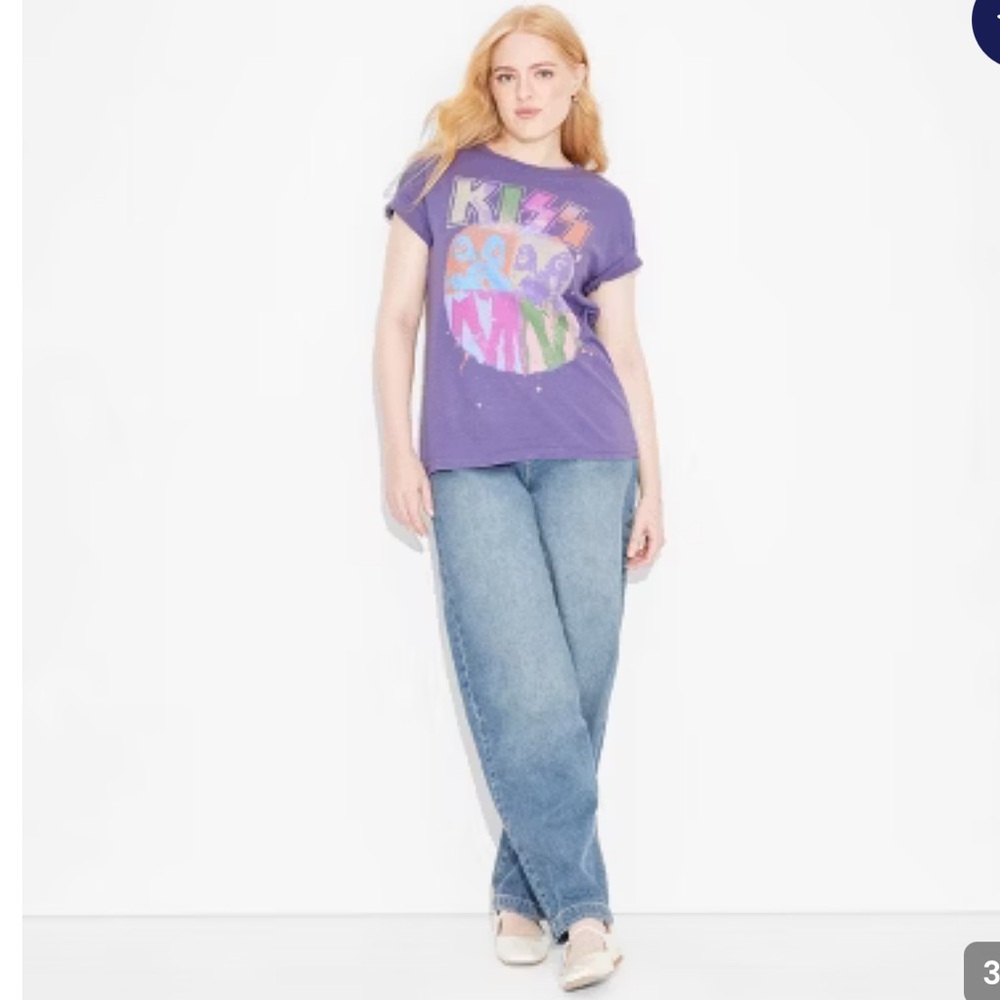 Women's KISS Short Sleeve Graphic T-Shirt - Purple L: Cotton Crew NWT Size M - Picture 3 of 3